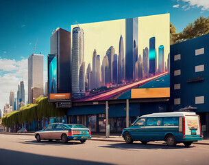Billboard for a billboard called the future of the city. Illustration 
