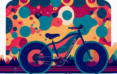 Fototapeta na wymiar Colorful poster World Bicycle Day. Illustration 