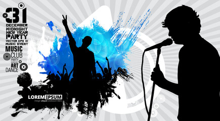 Silhouettes of dancing people in a club. Background ready for poster or banner - 591261260