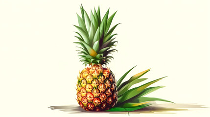 A pineapple isolated on white background, generative AI.