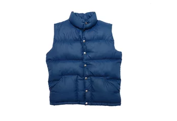 Foto op Canvas isolated blue down vest on white background © Ketrin