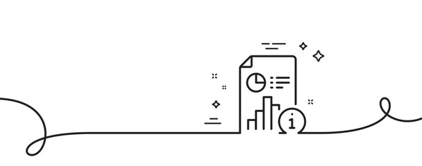 Obraz premium Report line icon. Continuous one line with curl. Research document sign. Data analysis information symbol. Report single outline ribbon. Loop curve pattern. Vector