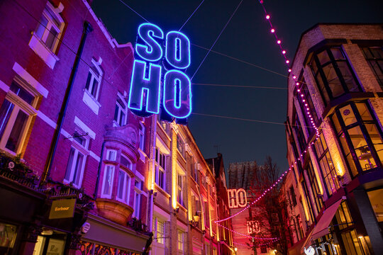 London, England &ndash; December 2022. The energetic streets of Soho, in London's West End, London, United Kingdom.
