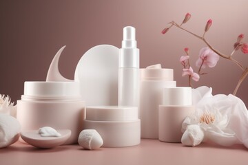 Fototapeta na wymiar generic skin product cosmetics background - generative ai