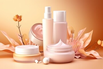 Fototapeta na wymiar generic skin product cosmetics background - generative ai