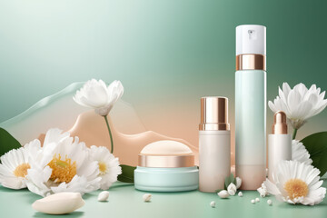 Obraz na płótnie Canvas generic skin product cosmetics background - generative ai
