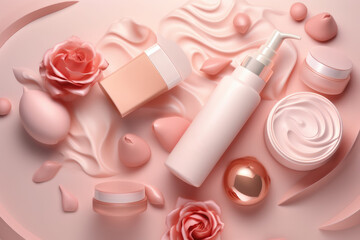 Obraz na płótnie Canvas generic skin product cosmetics background - generative ai