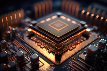 Fototapeta na wymiar Futuristic Chip, processor, Generative AI