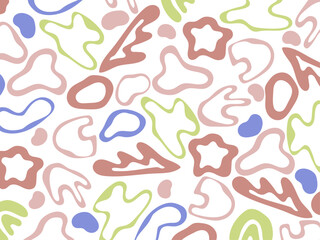Set of vector abstract doodle shapes in pastel colors. Hand Drawn Elements, Organic Shapes