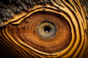 A close up of a tree trunk with a hole in it created with Generative AI