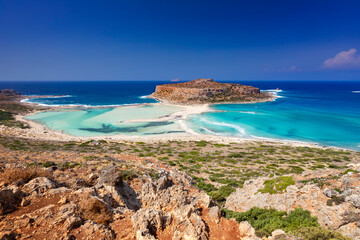 Krajobraz morski. Wyspa grecka, laguna Balos, Kreta - obrazy, fototapety, plakaty