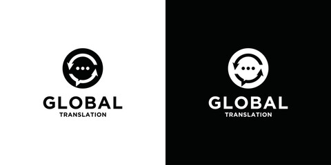 World translation agency logo, vector creative. Brand sign again translation