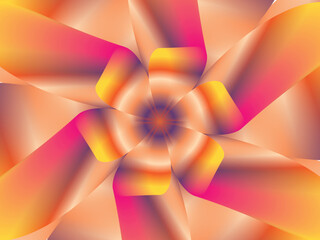 3d yellow waved pink flower fan background design vector
