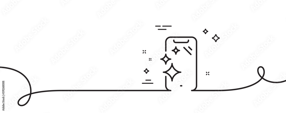 Poster smartphone clean screen line icon. continuous one line with curl. phone sign. mobile device symbol. 
