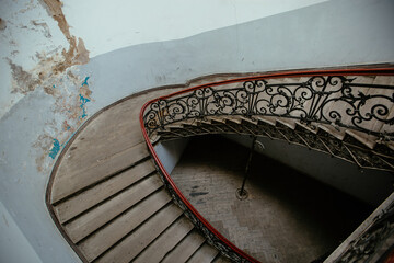 Vintage spiral staircase at the old mansion