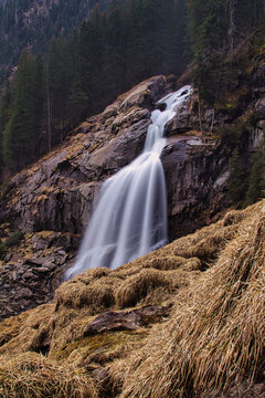 nice waterfall with old grass