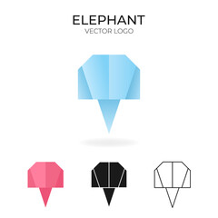 Origami vector logo and icon with elephant. 