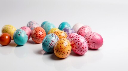 Fototapeta na wymiar Colorful easter eggs on white background, created with Generative AI 