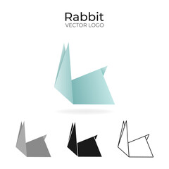 Origami vector logo and icon with rabbit. 