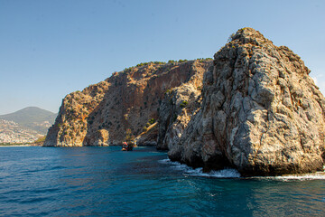 Fototapeta na wymiar Rocky coast of the Mediterranean Sea in Turkey