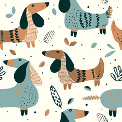 seamless pattern with dogs/dachshunds
