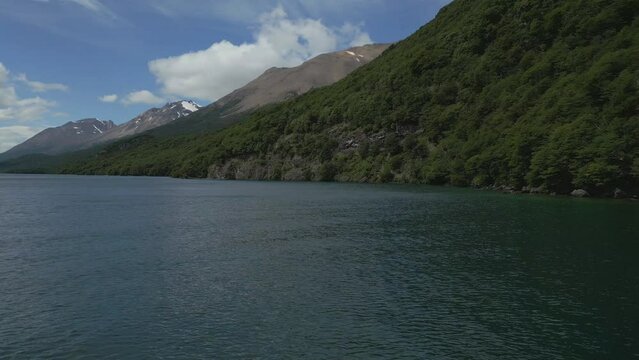 Vertical video of a lake in the Patagonia of the Andes. Vacation concept in South America. Vertical 4k video. Lake in Argentine Patagonia