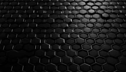 A background created with black, hexagonal shapes. Generative Ai