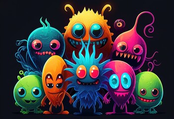 Set monsters illustration. AI generative.