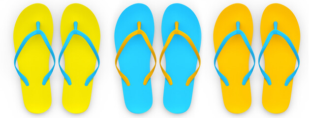 Set of beachflip-flops or sandals for summer holidays on white background.