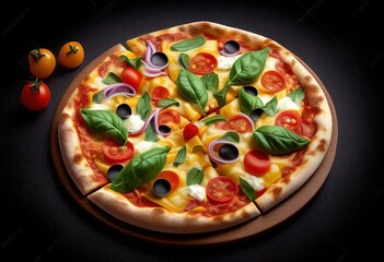 Delicious pizza italian cuisine illustration. Ai genrative.