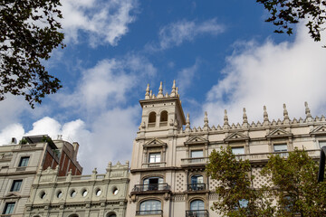 Nice building in the city of Barcelona, modernist architecture in a European city