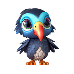 toucan, cute 3d cartoon toucan isolated on transparent background (generative ai)	