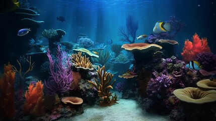 Obraz na płótnie Canvas Underwater view off fishes sharks corals colourful, Wallpapers, colourful, beautiful underwater world, high definition