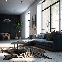  Interior modern living room in 3d rendering Generative AI