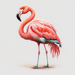 Flamingo CArtoon Illustration. Generative AI