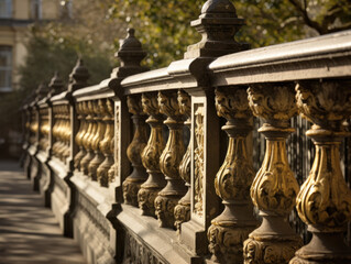 Fototapeta na wymiar detail of a railing in the park