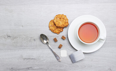 Cup of Tea on a light wooden background