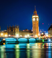 Big Ben at night in London, England
