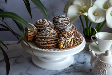 Easter Sunday pastry with nuts and cocoa