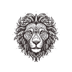 Obraz premium Abstract Lion Head Logo Design with Line Art Graphic Style.