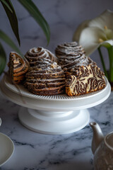 Easter Sunday pastry with nuts and cocoa