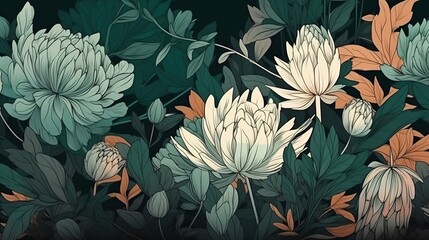 Abstract floral illustration. Generative AI