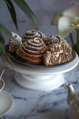 Easter Sunday pastry with nuts and cocoa