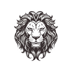 Abstract Lion Head Logo Design with Line Art Graphic Style.