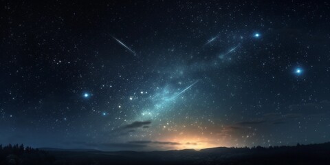 Fototapeta na wymiar Blue night sky with stars background