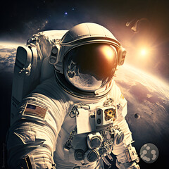  Astronaut explores outer dark space generative ai
