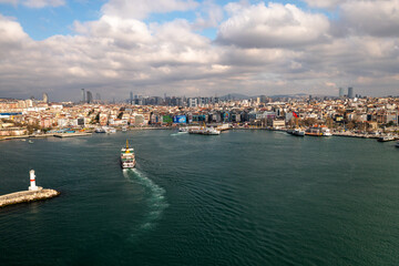 Fototapeta na wymiar The Kadikoy Ferry Terminal is located near the Bosporus strait.