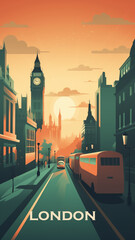 Fototapeta na wymiar Vintage travel poster of London. Created with Generative AI.