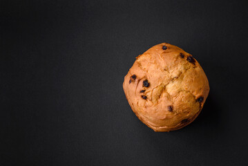 Easter cake or panettone with raisins and candied fruits