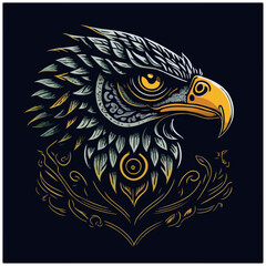 vector image eagle icon with black background